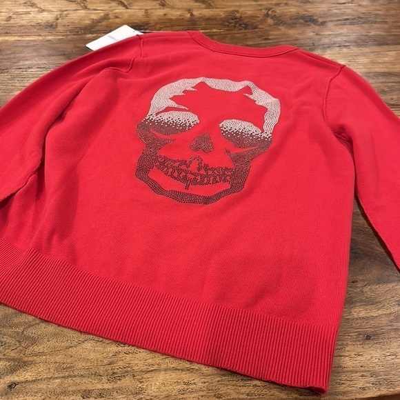 Zadig & Voltaire Womens  Miss Skull Degrade Studs Sweater in Rouge SzSmall - Picture 11 of 11